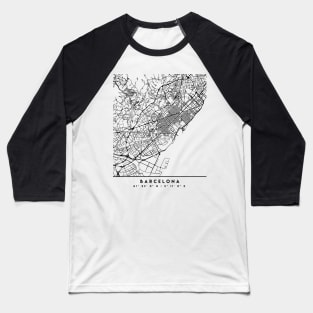 BARCELONA SPAIN BLACK CITY STREET MAP ART Baseball T-Shirt